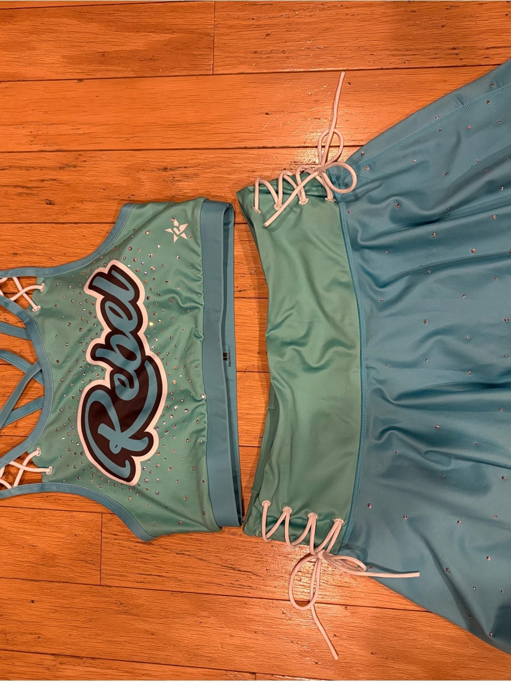 Rebel Two-Piece Light Aqua Set with Rhinestone Accents